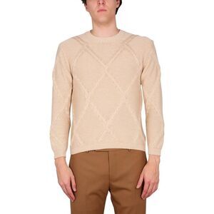 BALLANTYNE Men's Diamond Pattern Crewneck Sweater Men Beige Sweaters & Cardigans